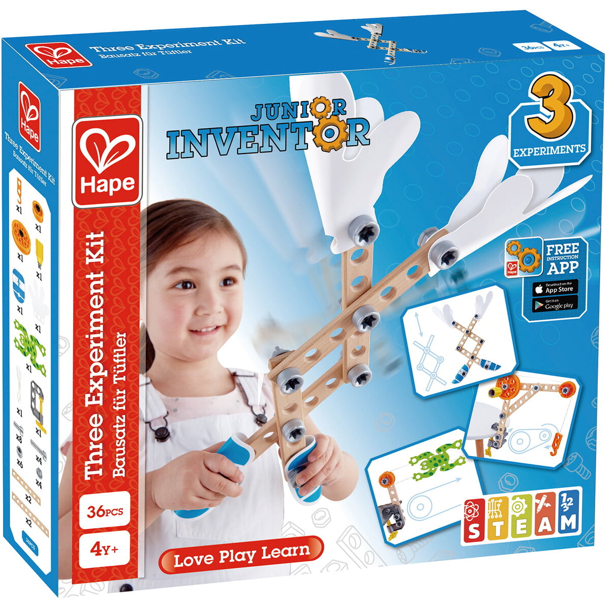 Jucarie din lemn - Set 3 experimente (37 piese)