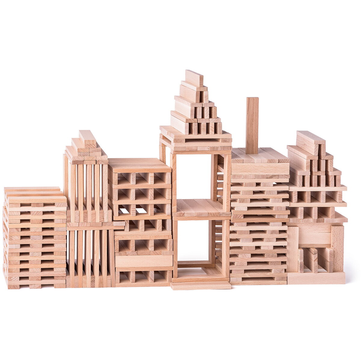 Jucarie Educationala Jucarie din lemn - Caramizi natur Karla (200 piese)