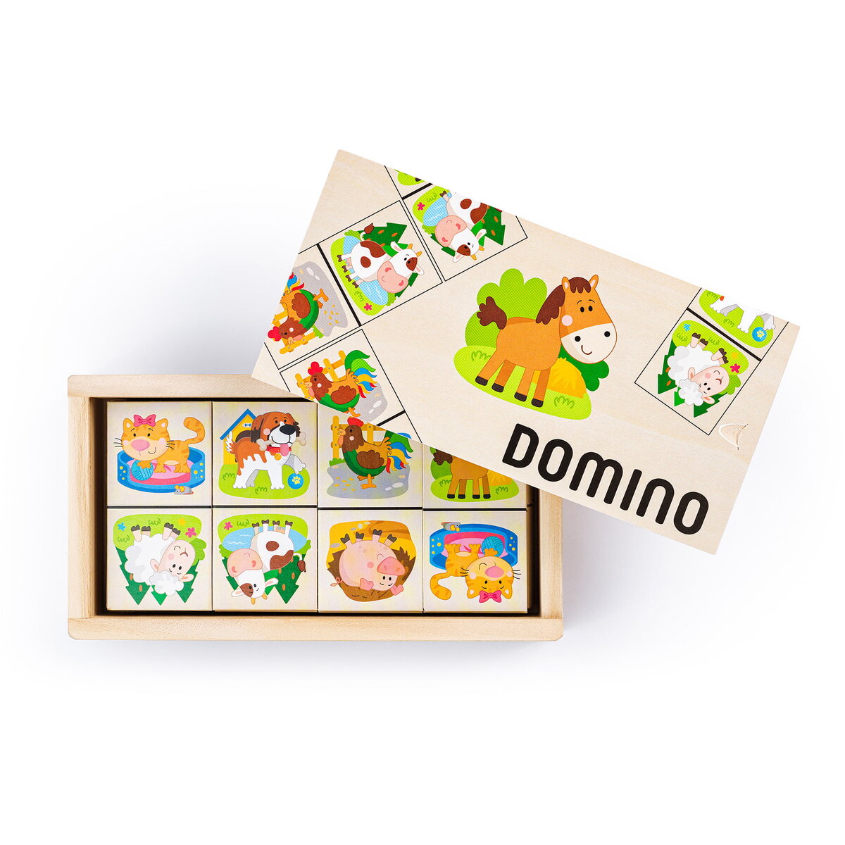 Jucarie Educationala Jucarie din lemn - Domino animale de la ferma