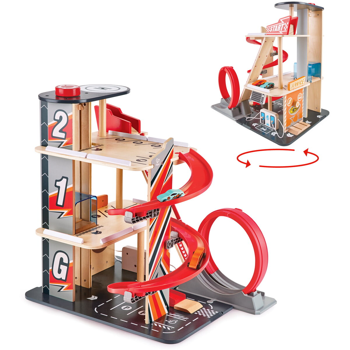 Jucarie Educationala Jucarie din lemn - Garaj cu cascadorii, Gearhead