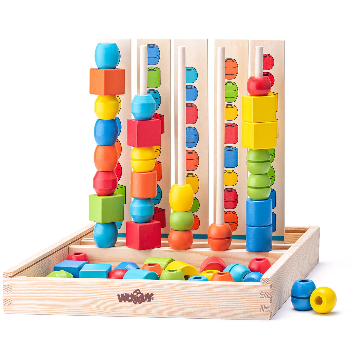 Jucarie Educationala Jucarie din lemn - Joc logic de reprodus cu margele