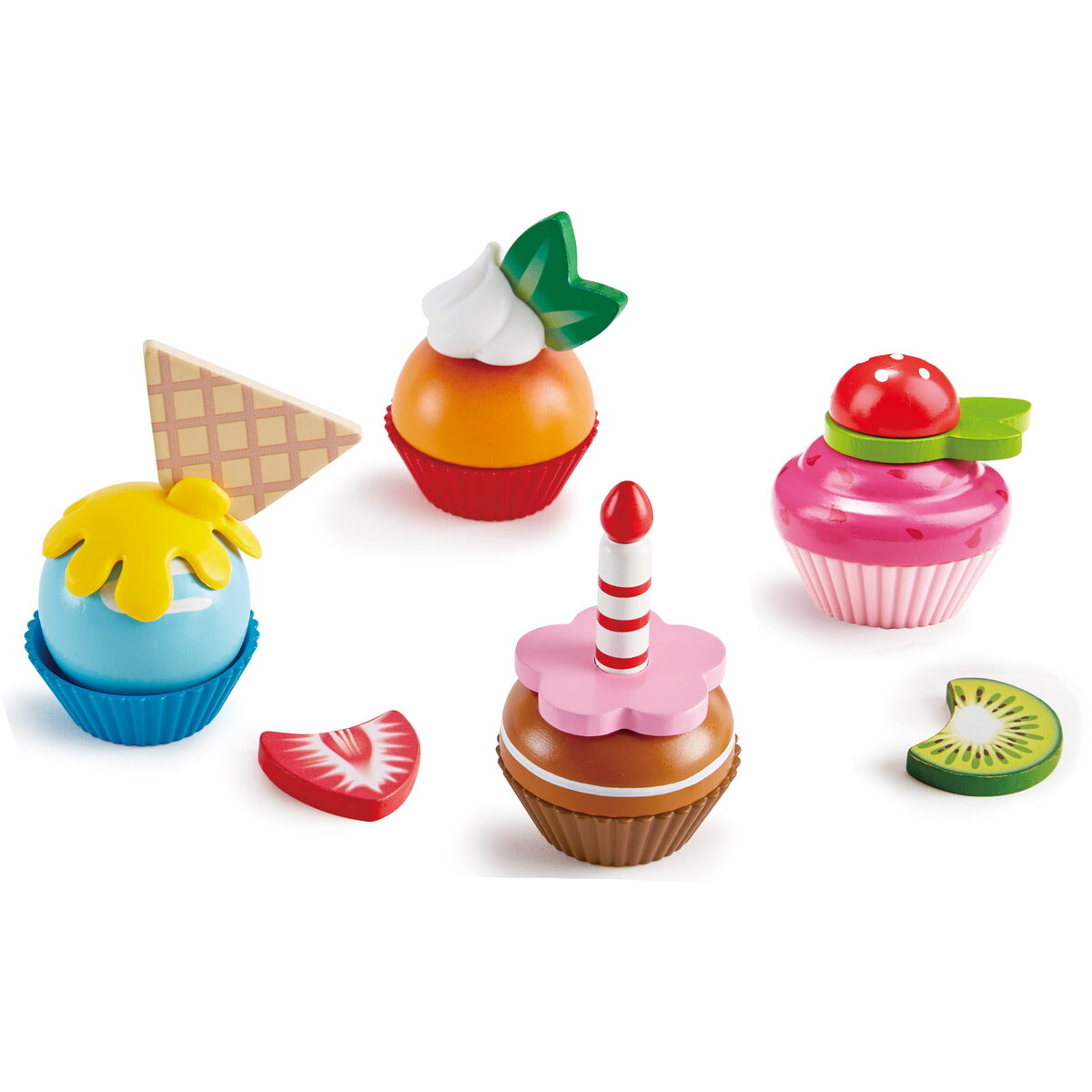 Jucarie Educationala Jucarie din lemn - Prajituri cupcake (18 piese)