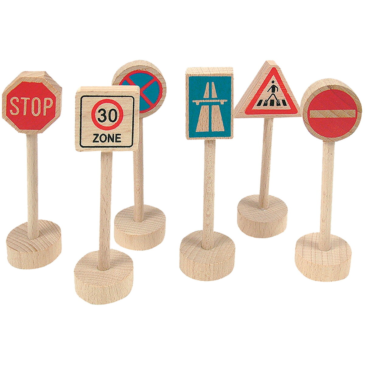 Jucarie Educationala Jucarie din lemn - Semne de trafic (6 piese)