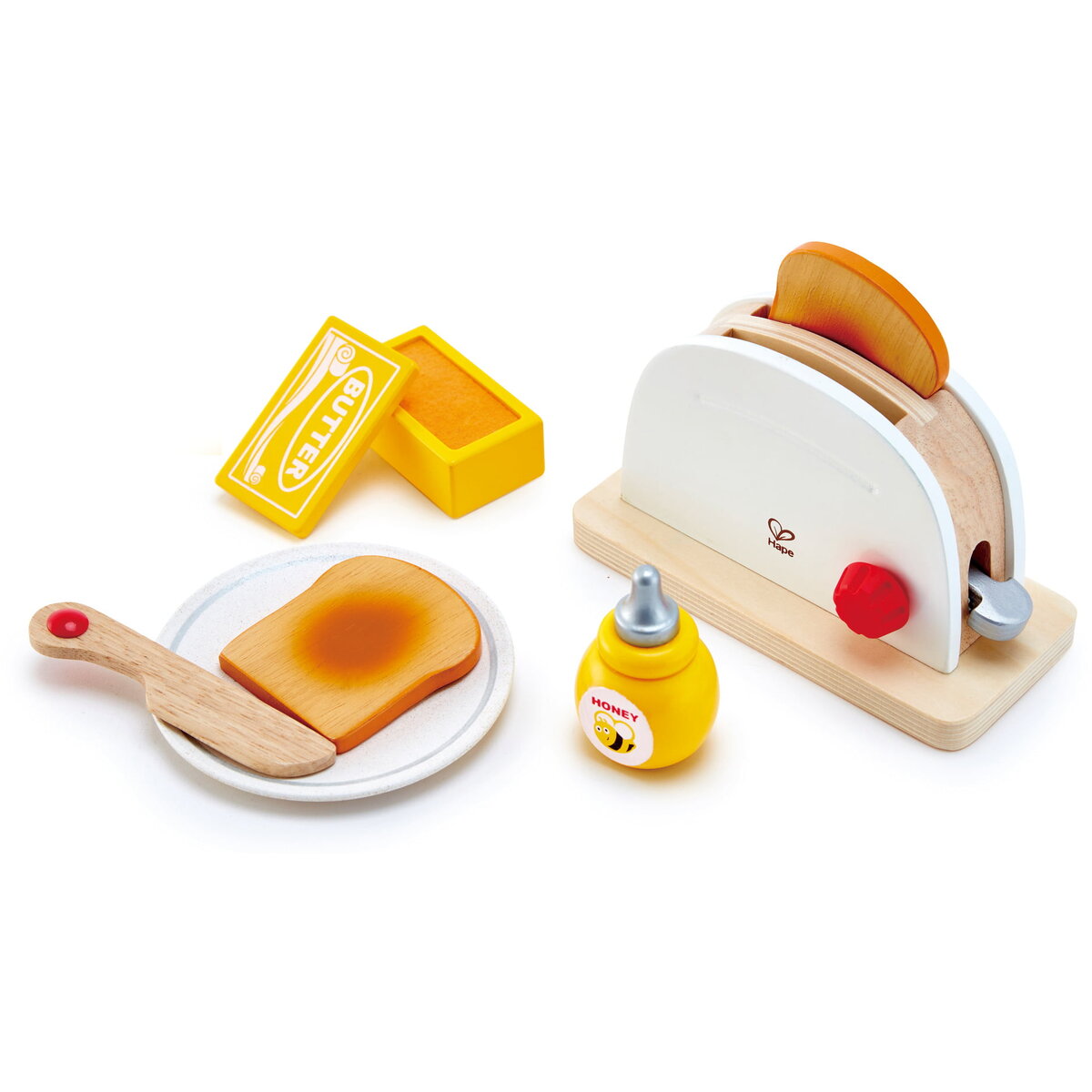 Jucarie Educationala Jucarie din lemn - Toaster si accesorii mic dejun