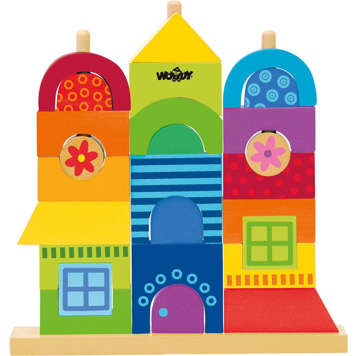 Jucarie Educationala Jucarie din lemn de stivuit - Casa curcubeu