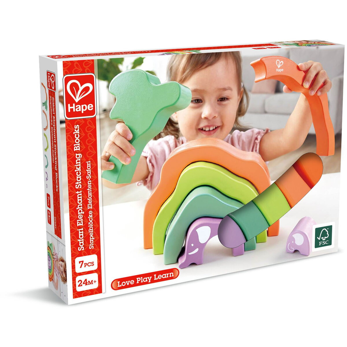 Jucarie Educationala Jucarie din lemn de stivuit - Elefant (7 piese)