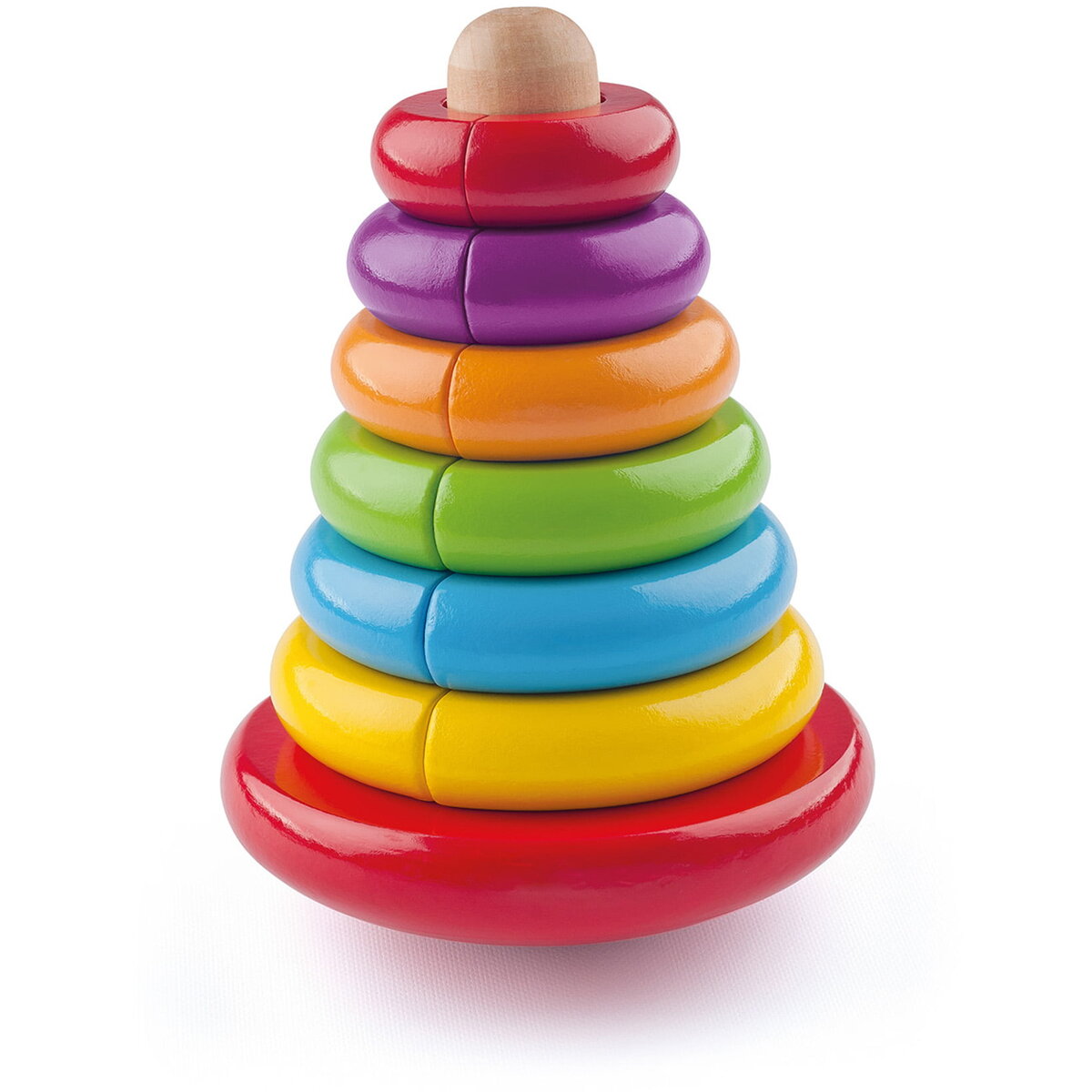 Jucarie Educationala Jucarie din lemn de stivuit – Piramida cu inele magnetice