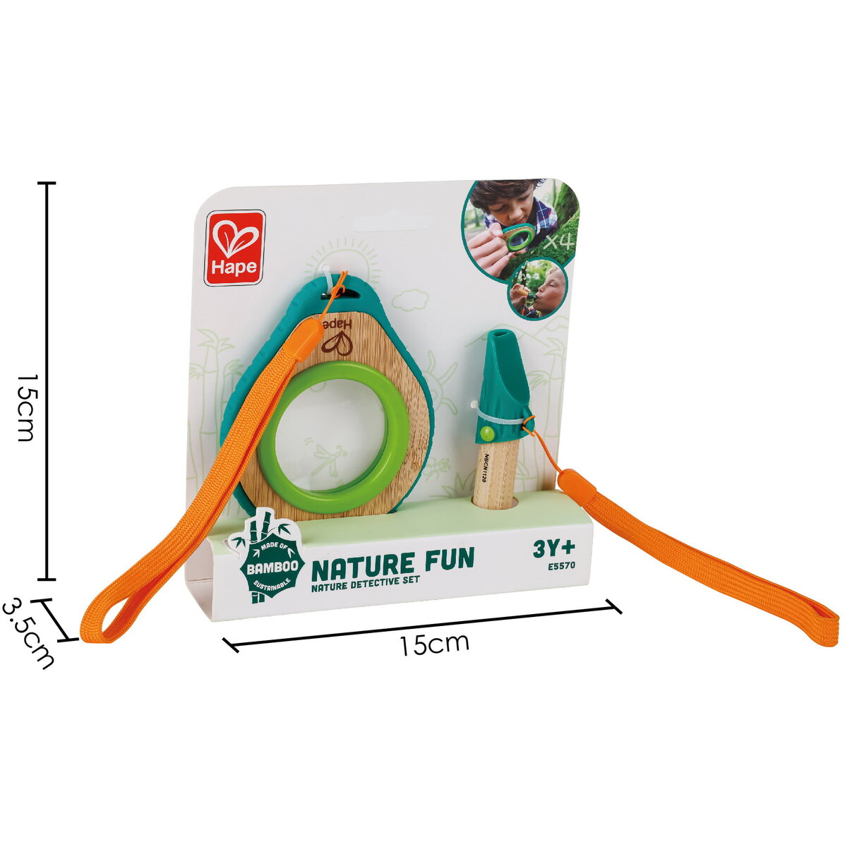 Jucarie Educationala Lupa si fluier din bambus, set de jucarie pentru copii HAPE