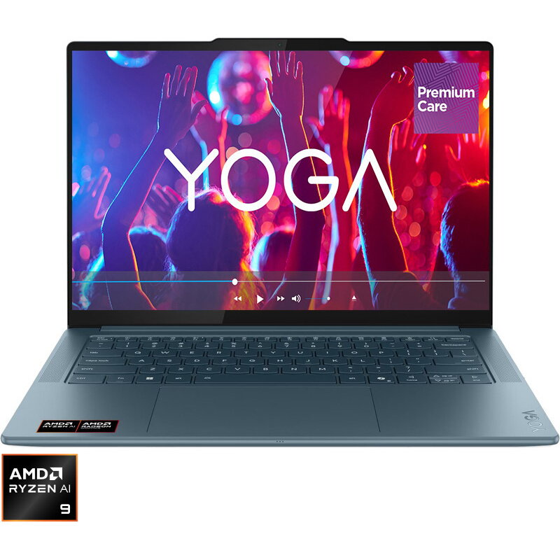 Laptop Yoga Pro 7 OLED 14.5 inch AMD Ryzen AI 9 365 32GB 1TB PCIe Windows 11 Home Tidal Teal