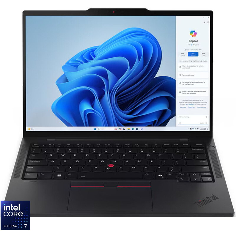 Laptop ThinkPad T14s Gen 5 14 inch WUXGA Intel Core Ultra 7 155U 32GB DDR5 1TB SSD Windows 11 Pro Black
