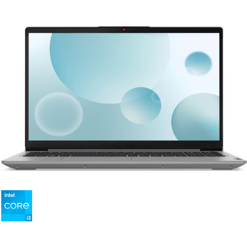 Laptop 15.6'' IdeaPad 3 15IAU7, FHD, Procesor Intel Core i3-1215U (10M Cache, up to 4.40 GHz, with IPU), 8GB DDR4, 256GB SSD, Intel UHD, No OS, Arctic Grey