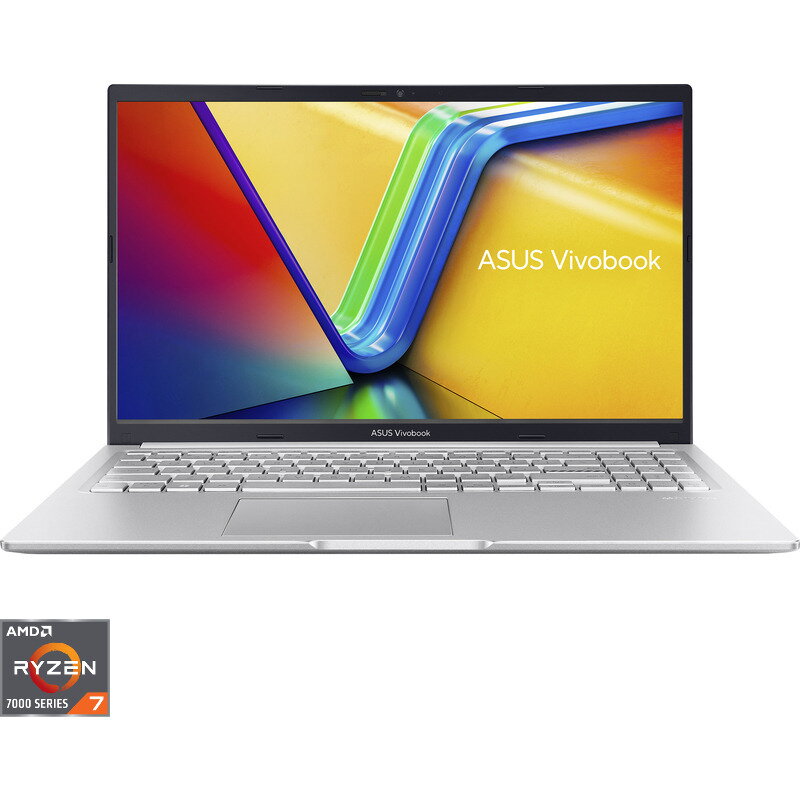 Laptop 15.6'' Vivobook 15 M1502YA, FHD, Procesor AMD Ryzen 7 7730U (16M cache, up to 4.53 GHz), 16GB DDR4, 512GB SSD, Radeon, No OS, Cool Silver