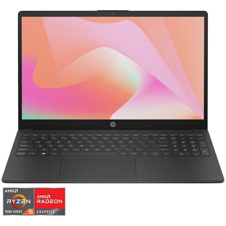 Laptop 15-fc0027nq cu procesor AMD Ryzen 5 7520U pana la 4.3 GHz, 15.6, Full HD, 8GB DDR5, 256GB SSD, AMD Radeon Graphic, Free DOS, Smoky Black