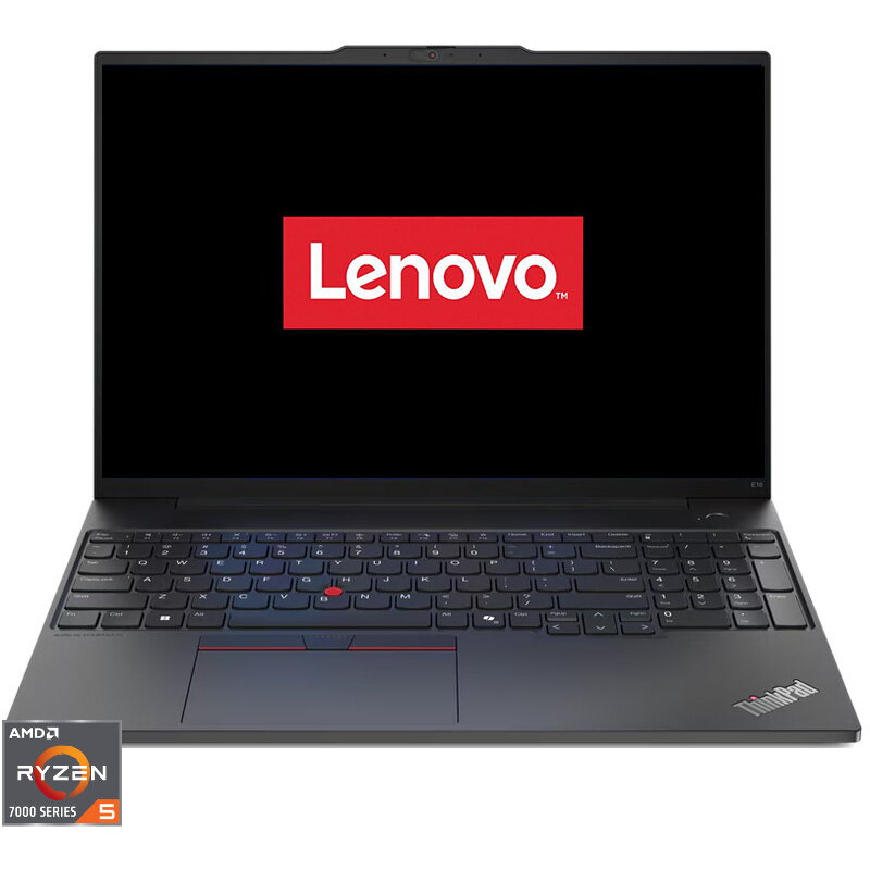 Laptop 16'' ThinkPad E16 Gen 2, WUXGA IPS, Procesor AMD Ryzen 5 7535HS (16M Cache, up to 4.55 GHz), 32GB DDR5, 1TB SSD, AMD Radeon 660M, No OS, Black