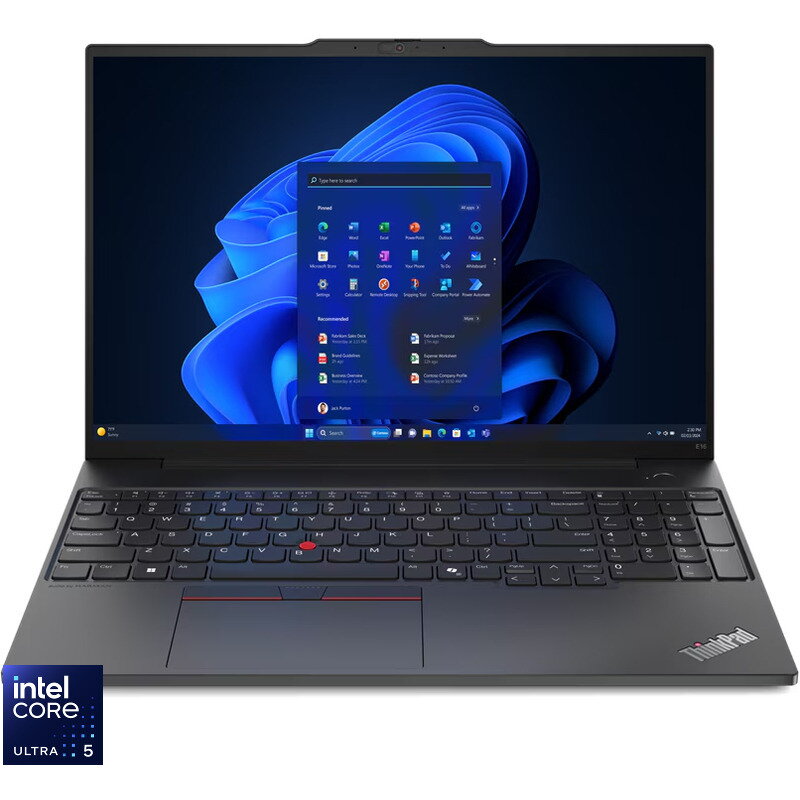 Laptop 16'' ThinkPad E16 Gen 2, WUXGA IPS, Procesor Intel Core Ultra 5 125U (12M Cache, up to 4.30 GHz), 16GB DDR5, 512GB SSD, Intel Graphics, Win 11 Pro, Graphite Black