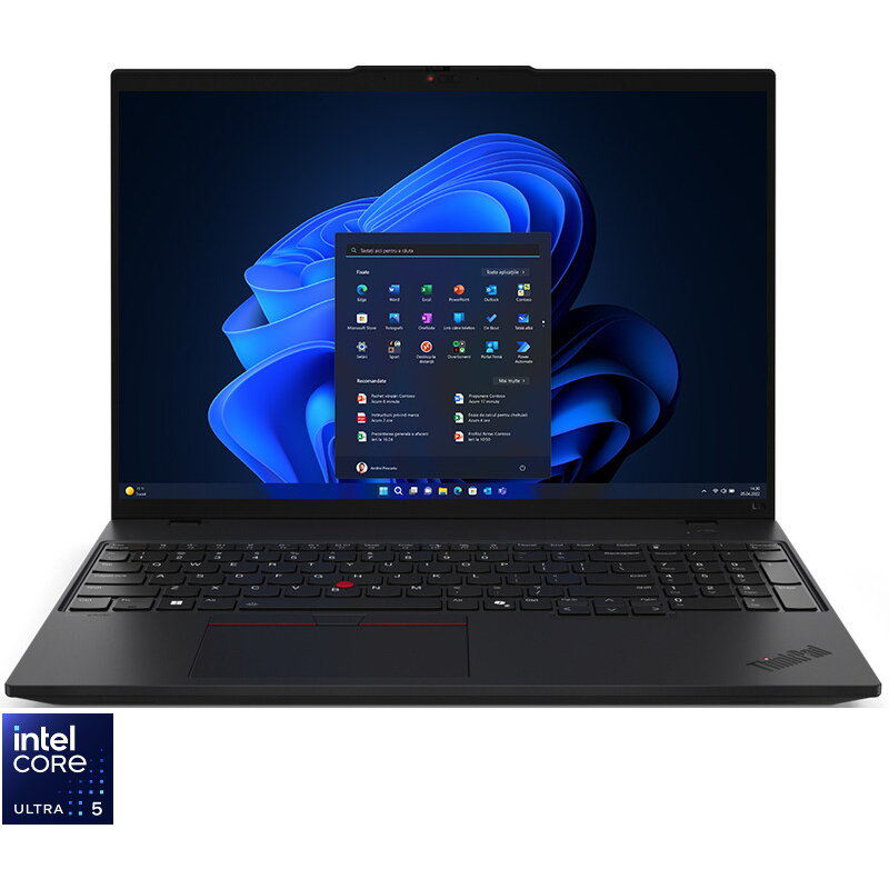 Laptop ThinkPad L16 G1 WUXGA 16 inch Intel Core Ultra 5 125U 16GB 512GB SSD Windows 11 Pro Black
