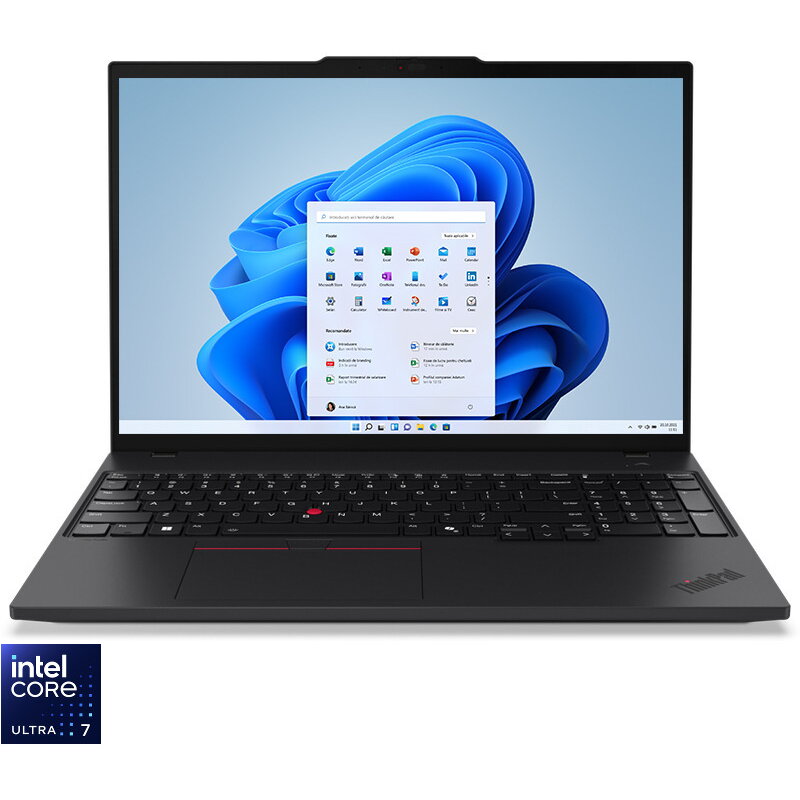 Laptop ThinkPad T16 G3 WUXGA 16 inch Intel Core Ultra 7 155U 64GB 1TB SSD Windows 11 Pro Black