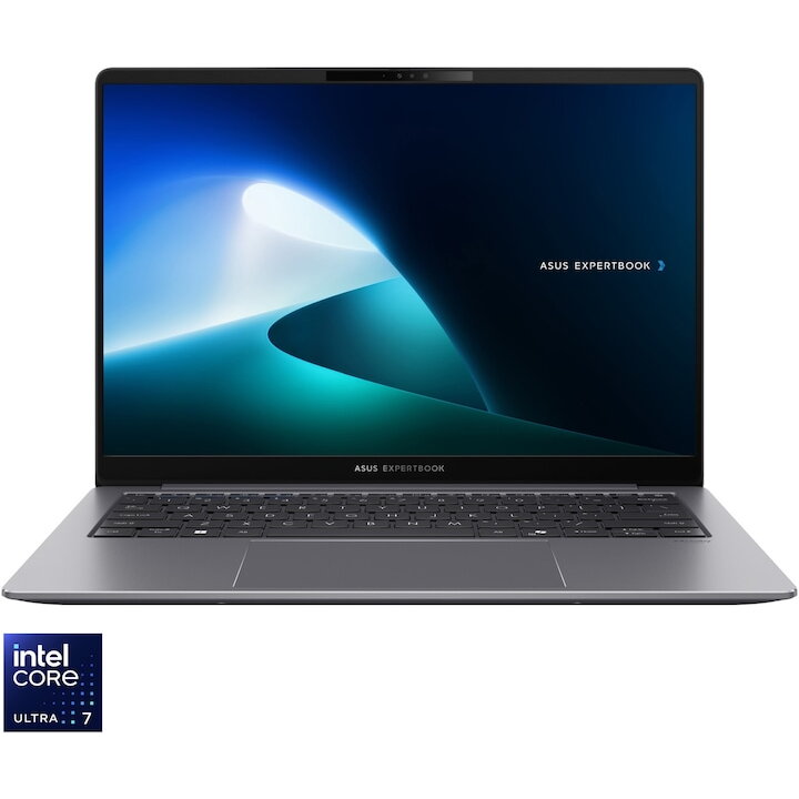 Laptop ExpertBook P5 P5405CSA cu procesor Intel Core Ultra 7 258V pana la 4.8GHz, 14'', WQXGA, 144Hz, 32GB RAM LPDDR5X, 512GB SSD, Intel Arc 140V GPU, No OS, Misty Grey
