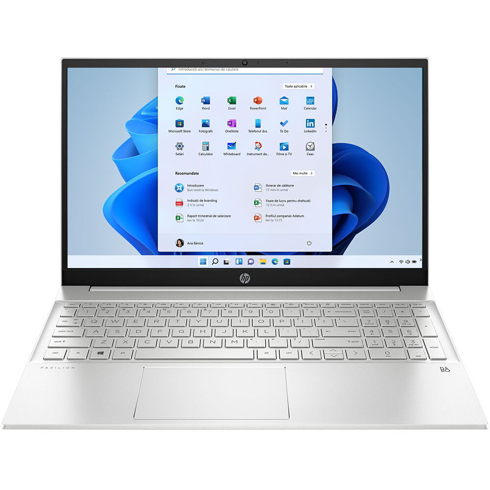 Laptop Pavilion 15-eh3001nq cu procesor AMD Ryzen 7 7730U pana la 4.5GHz, 15.6'', Full HD, IPS, 16GB DDR4 RAM, 512GB SSD, AMD Radeon Graphics, Windows 11 Home, silver