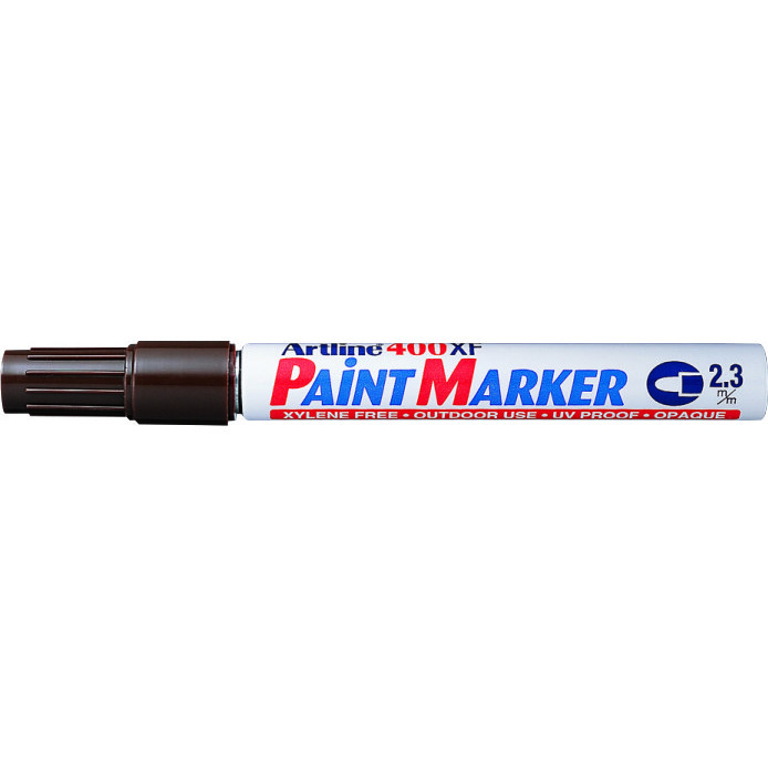 Marker cu vopsea Artline 400XF, corp metalic, varf rotund 2.3mm - maro