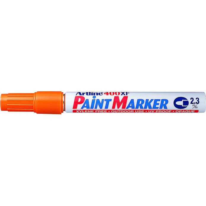 Marker cu vopsea Artline 400XF, corp metalic, varf rotund 2.3mm - portocaliu