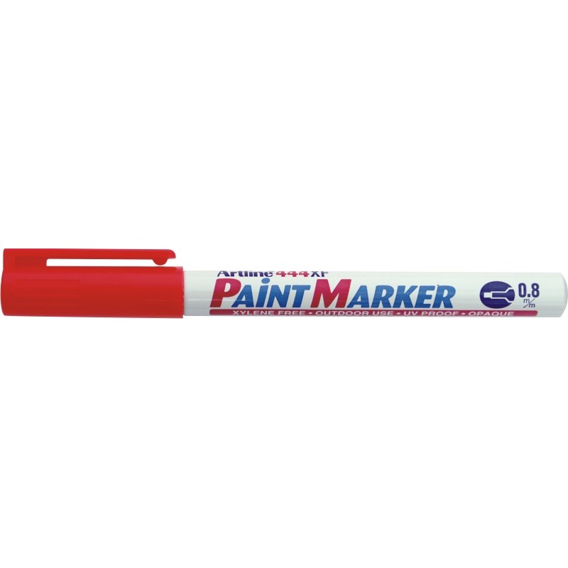 Marker cu vopsea Artline 444XF, corp metalic, varf rotund 0.8mm - rosu