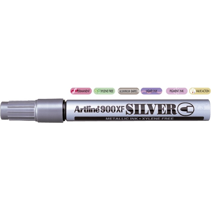 Marker cu vopsea Artline 900XF, corp metalic, varf rotund 2.3mm - argintiu