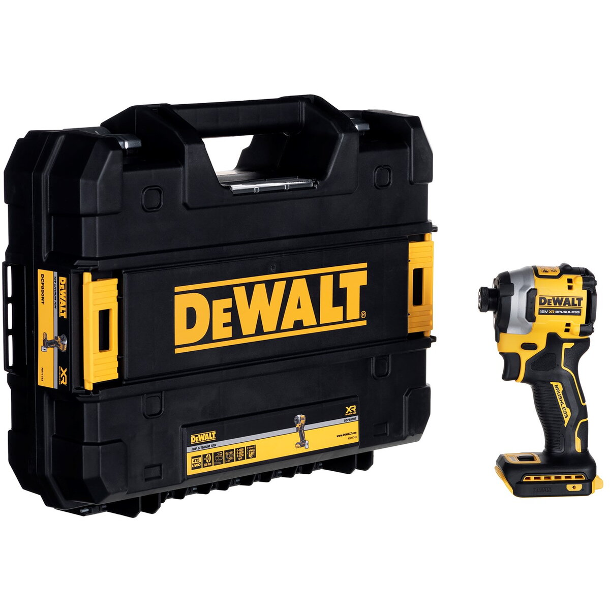 Cordless Impact Wrench DCF850NT, 18 Volt, 1/4 yellow/black, without battery and charger, in TSTAK Box