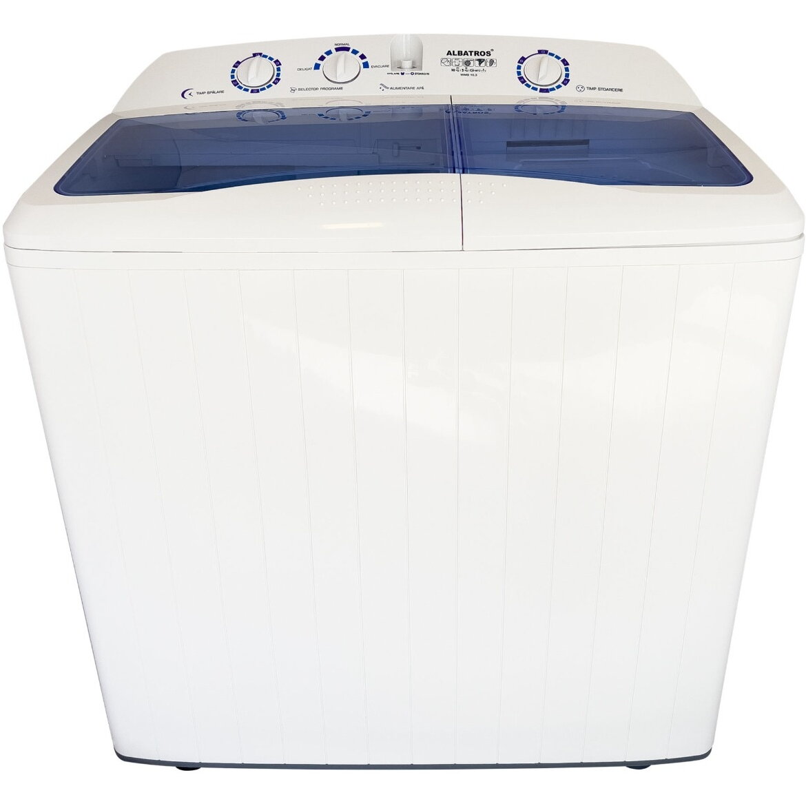 Masina de Spalat Rufe Semiautomata WMS10.3 Capacitate Rufe Uscate 10Kg Capacitate Rufe Stoarcere 5Kg Alb/Albastru