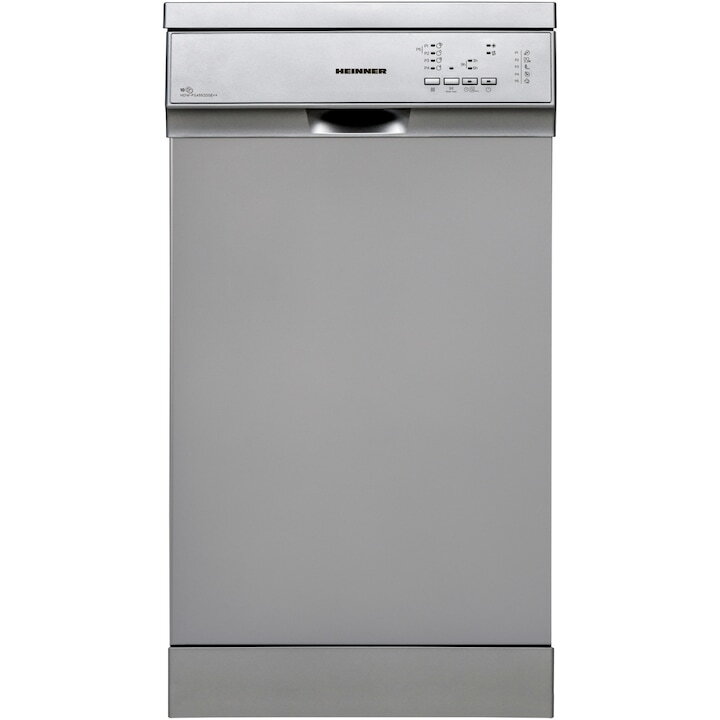 Masina de spalat vase HDW-FS4552DSE++, 10 seturi, 5 programe, Clasa E, Aquastop, Pornire programata, 45 cm, Argintiu