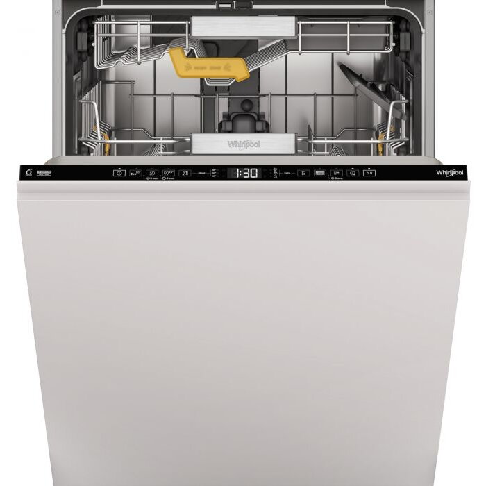 Masina de spalat vase incorporabila Whirlpool W8IHT58TS, 14 seturi, 8 programe, MaxiSpace, Tehnologia Al 6-lea Simt, Clasa B, PowerCleanPro, Pornire cu intarziere, 60 cm
