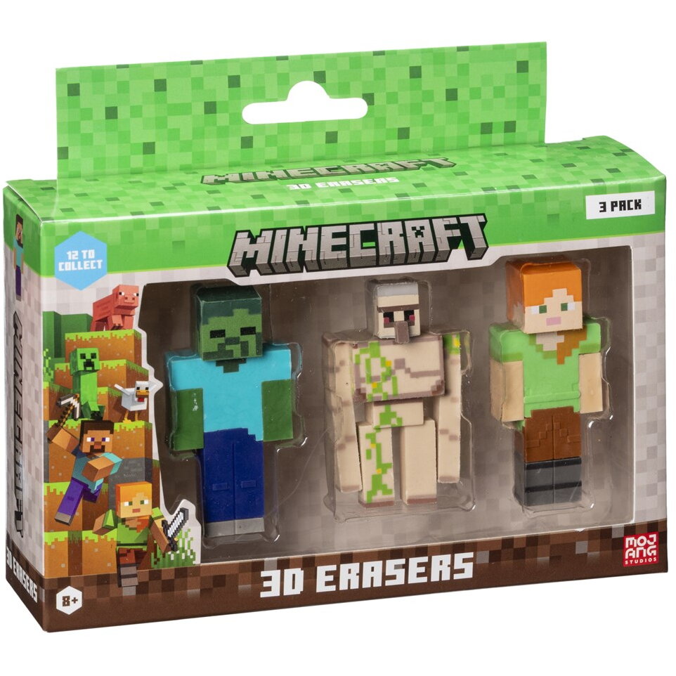 MINECRAFT 3D ERASERS - 3 PACK VER.C