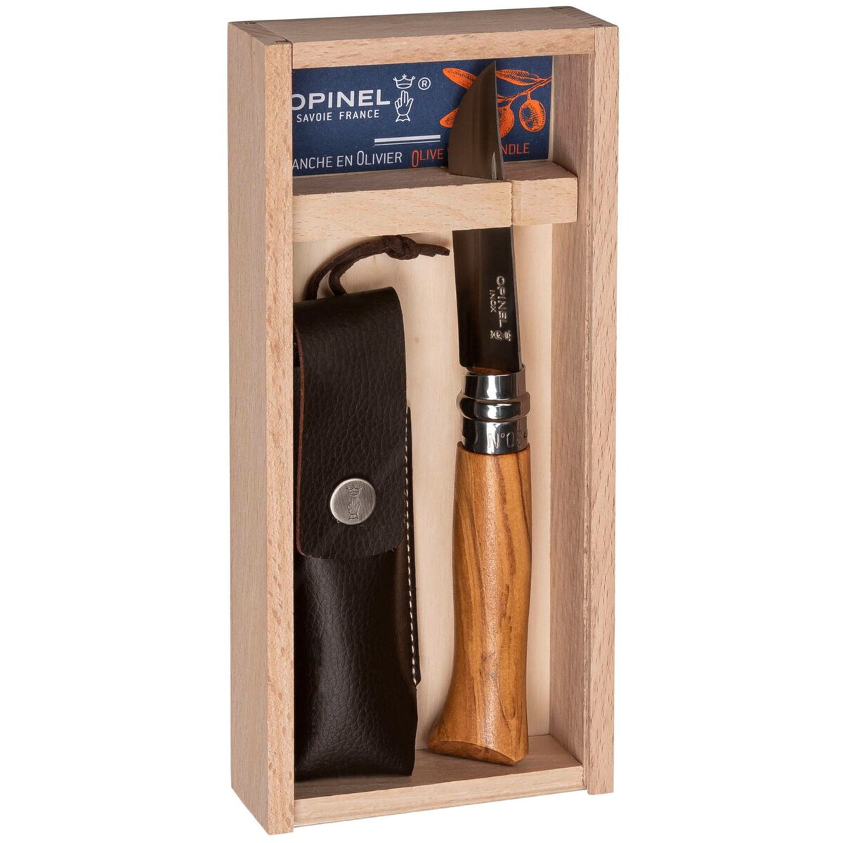 No. 08 Olive wood + sheath in pencil box