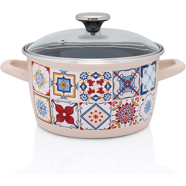 Oala cu Capac de Sticla Porto Capacitate 1.9L Diametru 16CM Multicolor