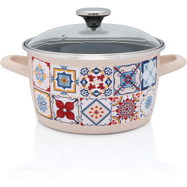 Oala 3.5l cu capac din sticla Porto Metalac email/20cm/3.5l