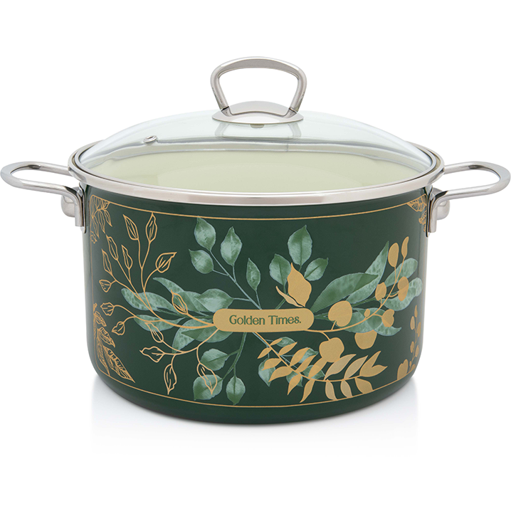 Oala 6.75l capac din sticla Golden Times Metalac email/24cm/6.75l