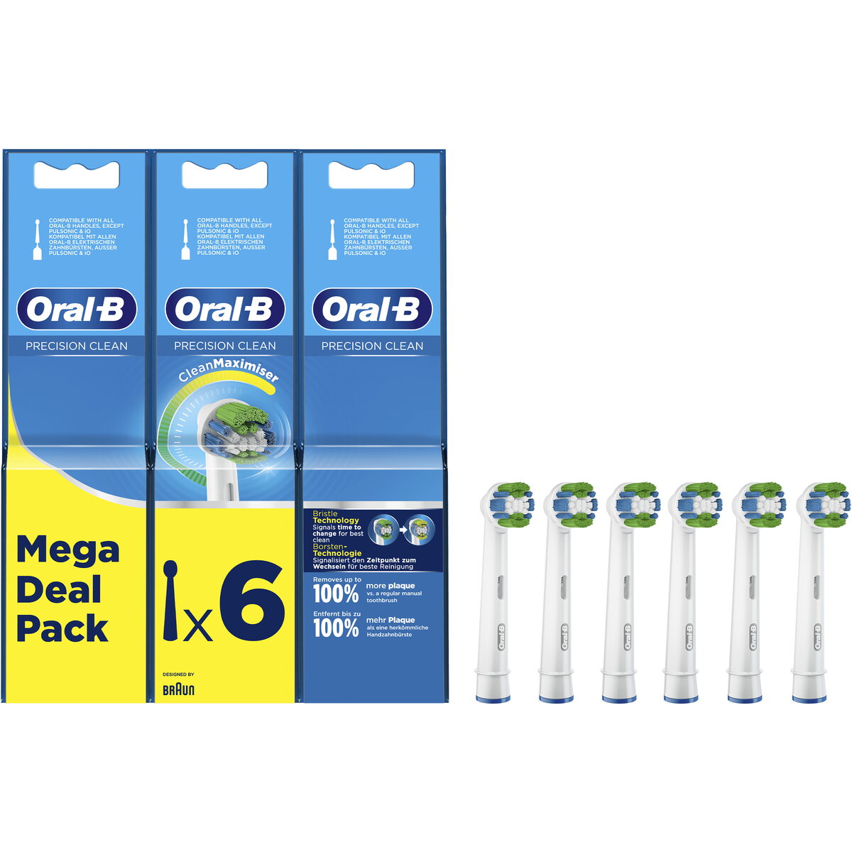 Oral-B Precision Clean Replaceable toothbrush heads, 6pcs, White