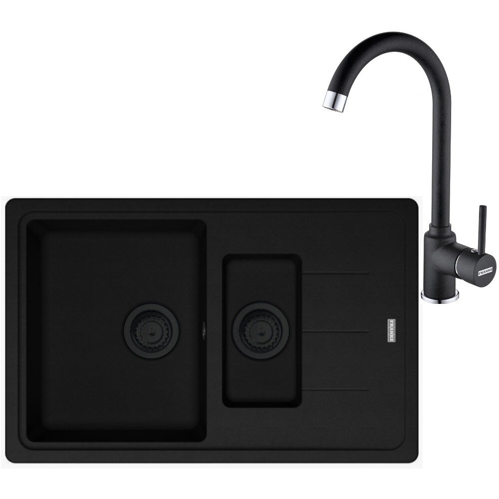 Pachet chiuveta bucatarie fragranite Franke BFG 651-78, 780x500 mm + Baterie Pola 1.0, Negru