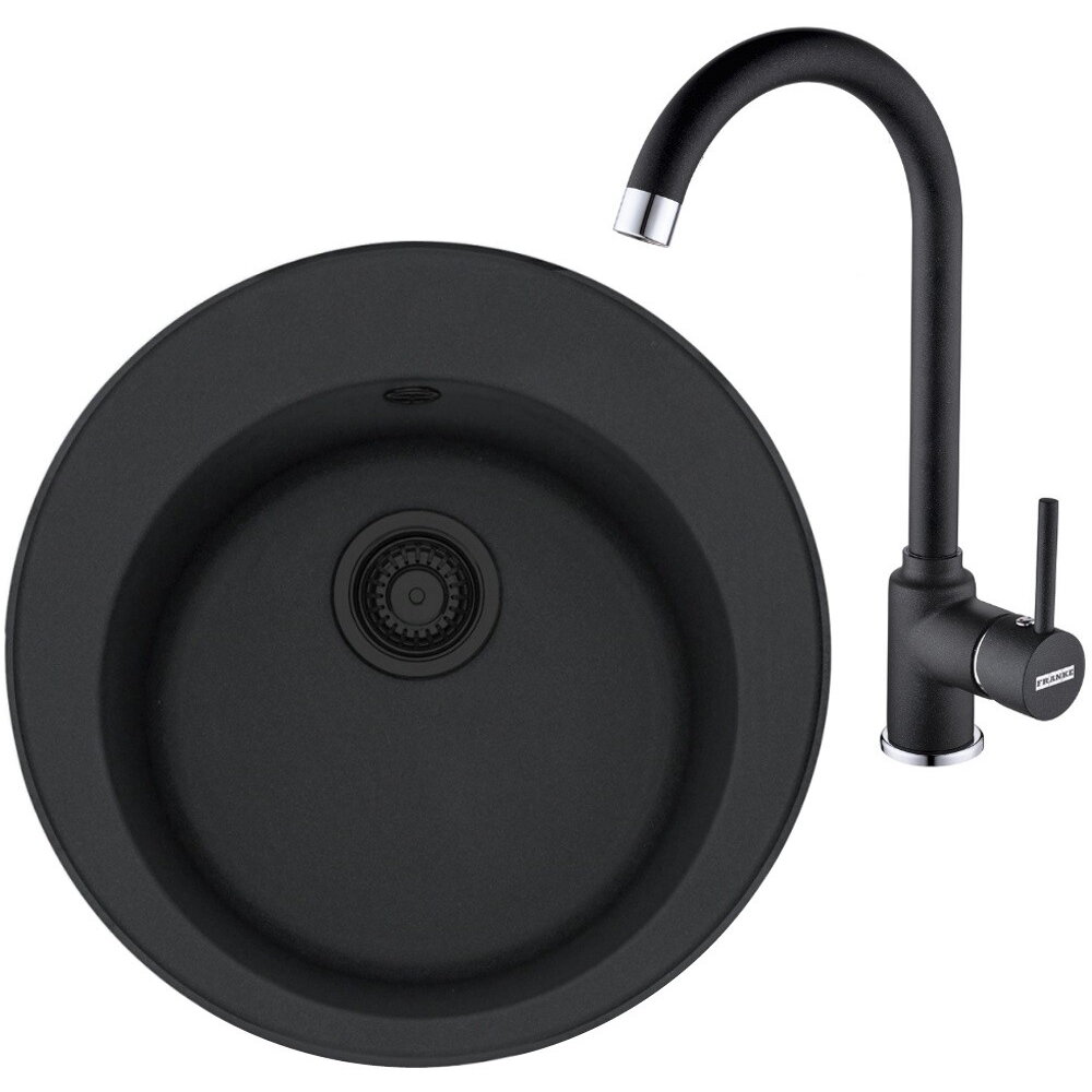 Pachet chiuveta bucatarie fragranite Franke ROG 610, 510 mm + Baterie Pola 1.0, Negru