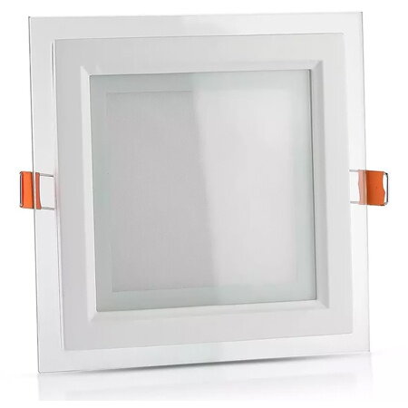PANOU LED PATRAT INCORPORABIL 18W 6400K ALB RECE, STICLA