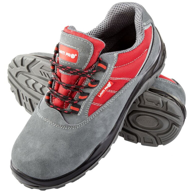 PANTOF PIELE-INTOARSA-TESUT / GRI-ROSU (S1PSRC) - 40