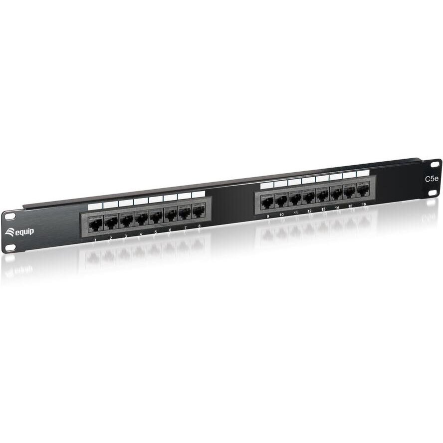 Patchpanel 16x RJ45 Cat5e 19 1HE Negru