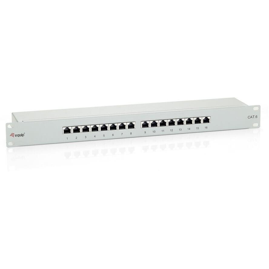 Patchpanel 16x RJ45 Cat6 19 1HE Gri