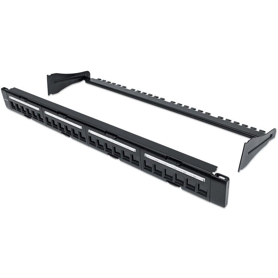 Patchpanel ,19,Blank,24Port,1U,Cable Manag.,Negru
