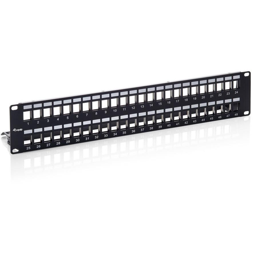 Patchpanel 48x RJ45 Cat6A 19 1HE pentru Keystone Negru