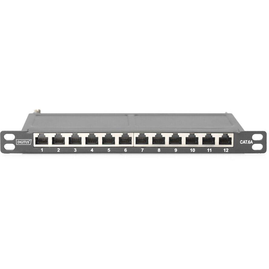 Patchpanel Cat.6A Slim ,ecranat,12-Port,0,5HE,10sw