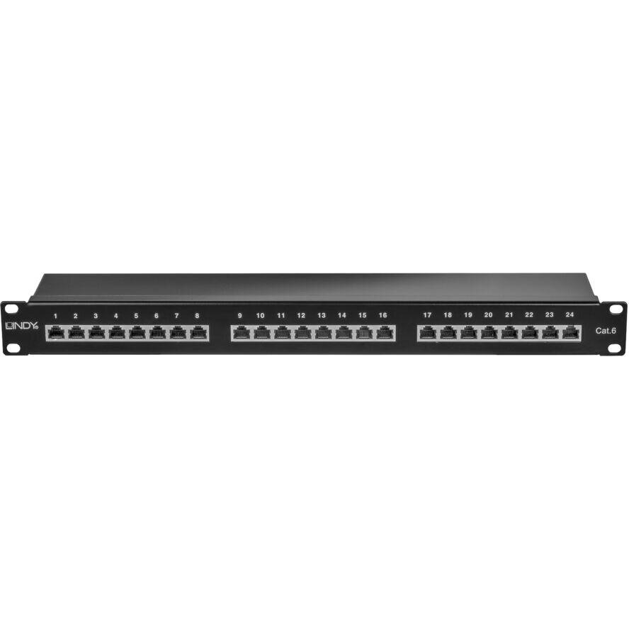 Patchpanel Cat6 24p STP 1HE Negru