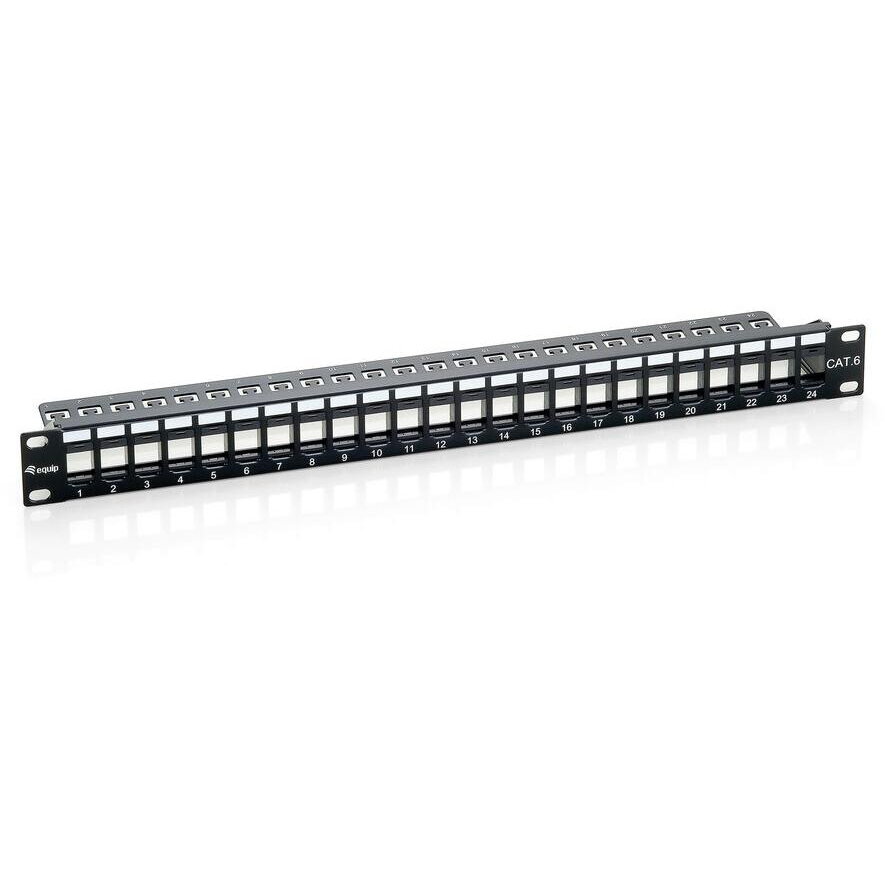 Patchpanel Cat6 ecranat pentru Keystone Jacks Negru
