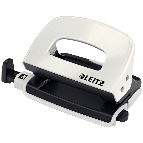 Perforator LEITZ Mini 5060, 10 coli - alb perla