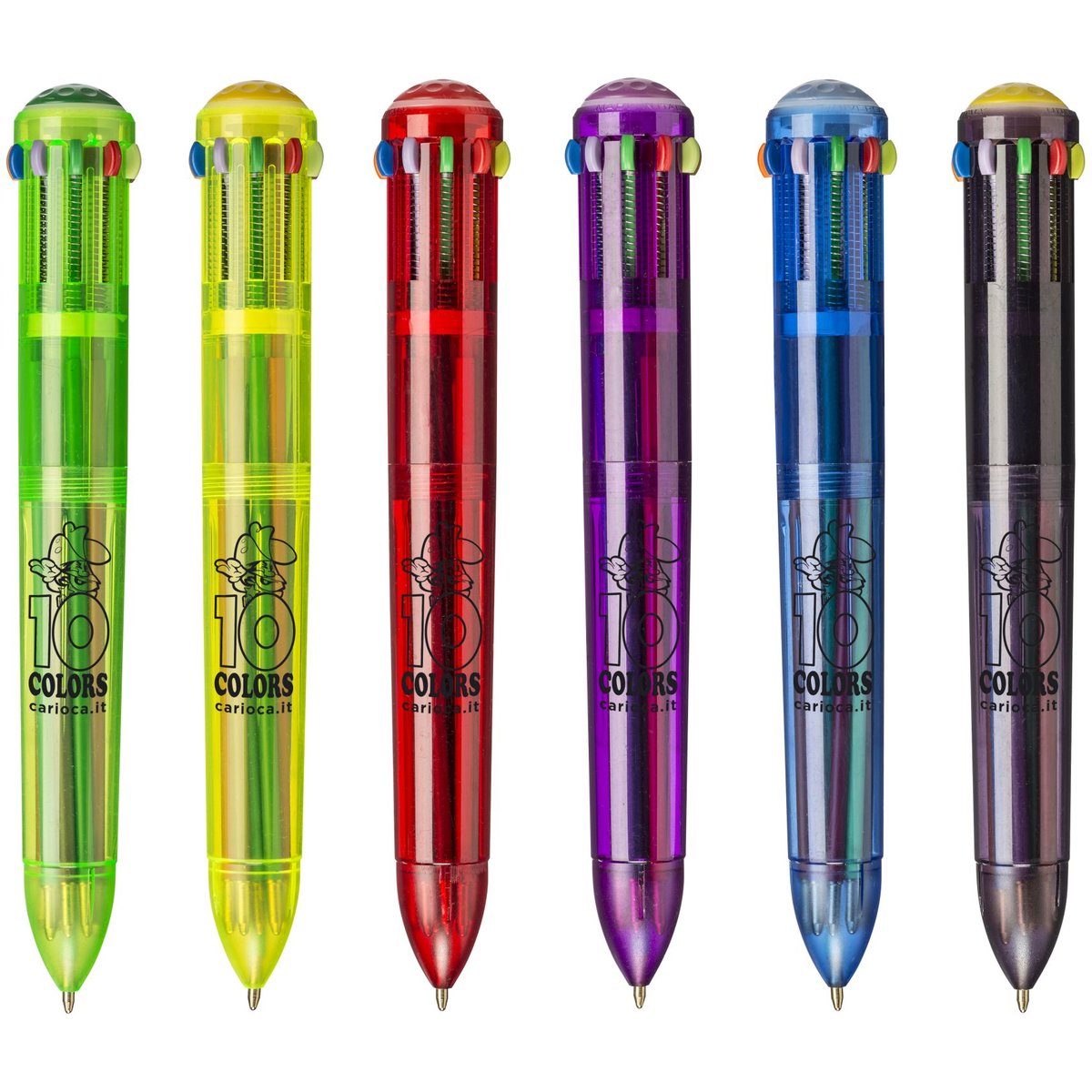 Pix cu 10 culori fluorescente, corp transparent color, CARIOCA